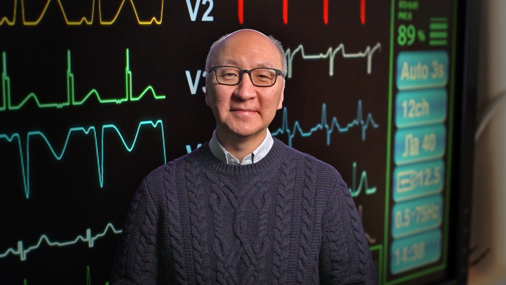Insoo Hyun in front of a vitals screen