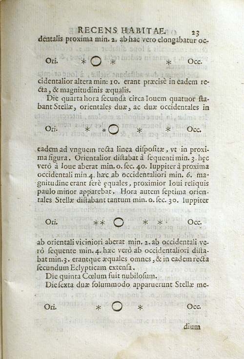 The manuscript in which Galileo first described his observations of the moons of Jupiter that he called the Medicean Stars and that we call the Galilean moons. Credit: University of Oklahoma Libraries