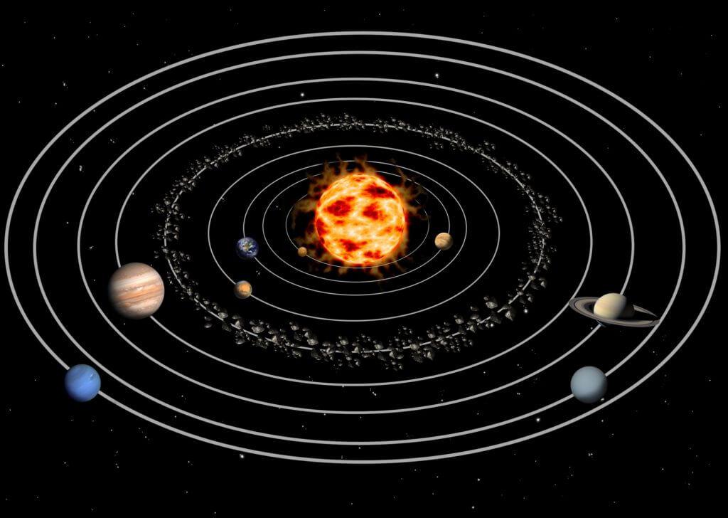 A high artistic and not-at-all to-scale depiction of the orbits of the planets around the Sun. Credit: Li-Bro/Fotolia