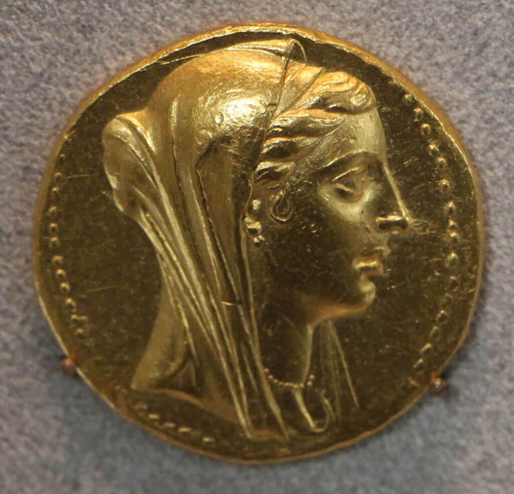 A coin depicting Berenice II, queen of Egypt and only real person to have a constellation named for them. Credit: Wikimedia Commons