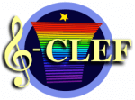 The logo designed for G-CLEF pays homage both to its musical inspiration and the stellar spectra it is designed to observe (the rainbow background). Credit: Harvard-Smithsonian Center for Astrophysics