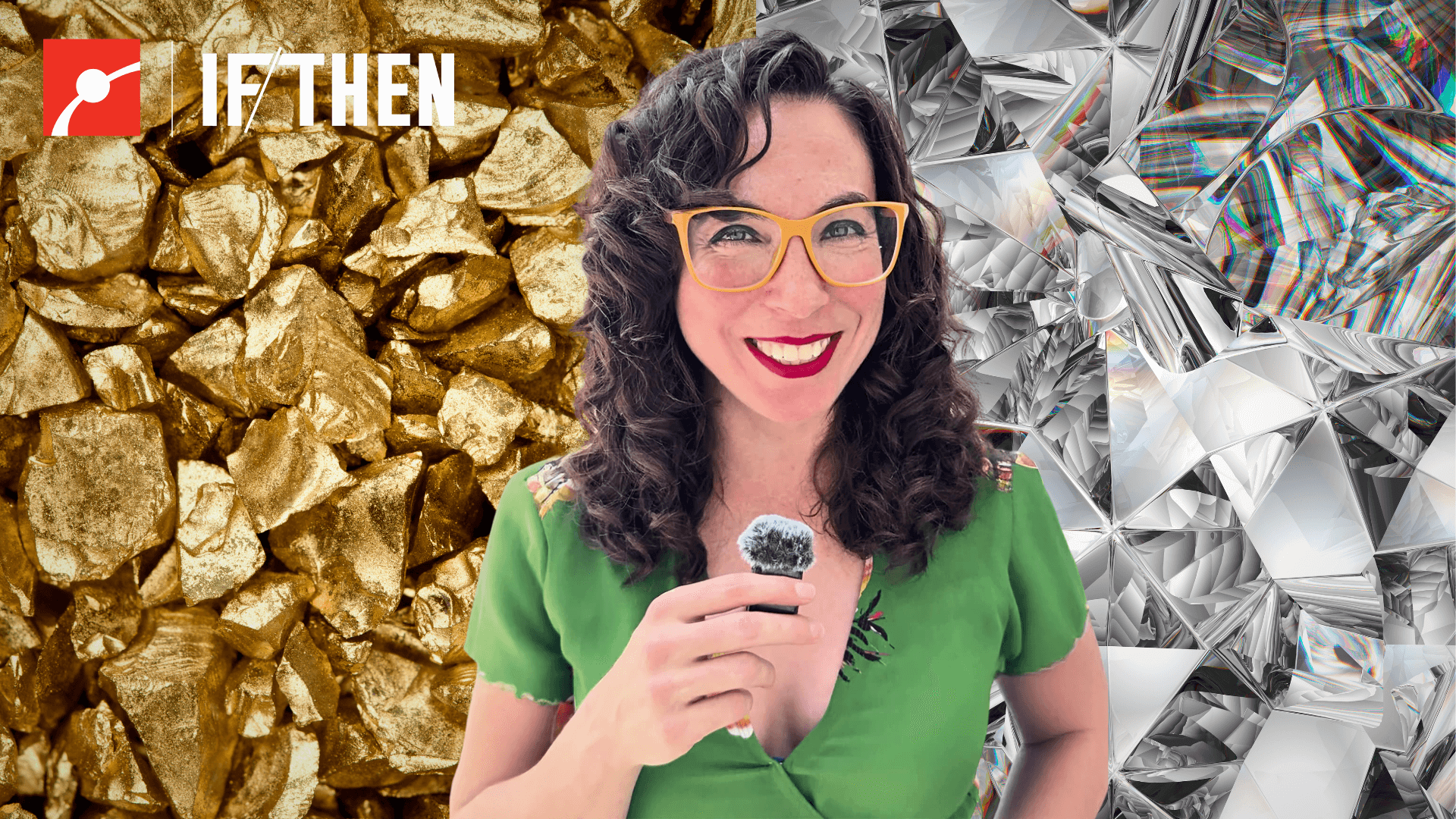 Erika Hamden in front of diamonds and gold
