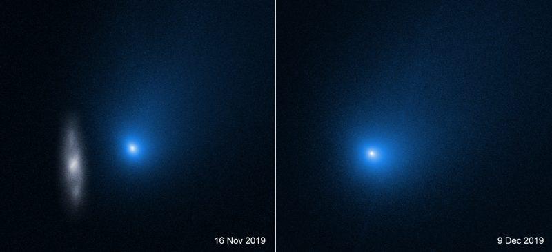 Two images of 2I/Borisov from the Hubble Space Telescope. Credit: NASA/ESA/JHU-APL/D. Jewitt
