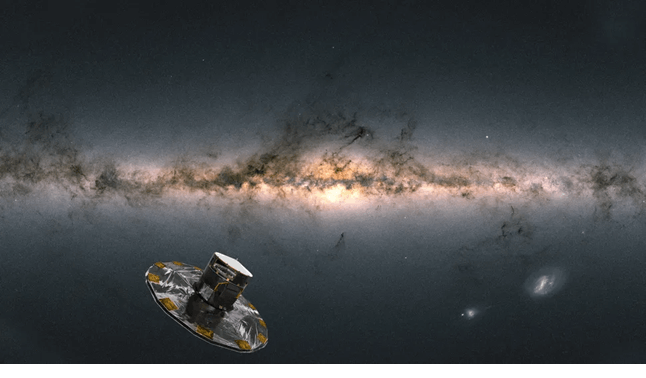 The Gaia Telescope completed its mission and was shut down in March of 2025. Credit: ESA/ATG Medialab/Gaia/DPAC