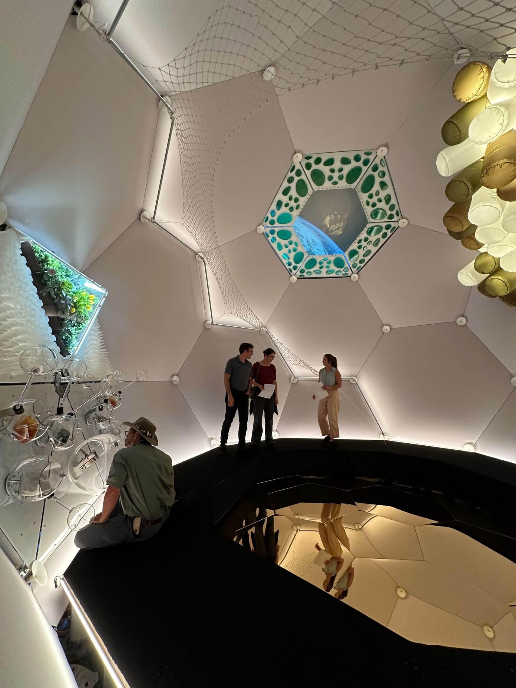 The inside of the Aurelia Institute’s Pavilion, an Earth-based model of a structure built from TESSERAE tiles. Credit: Aurelia Institute