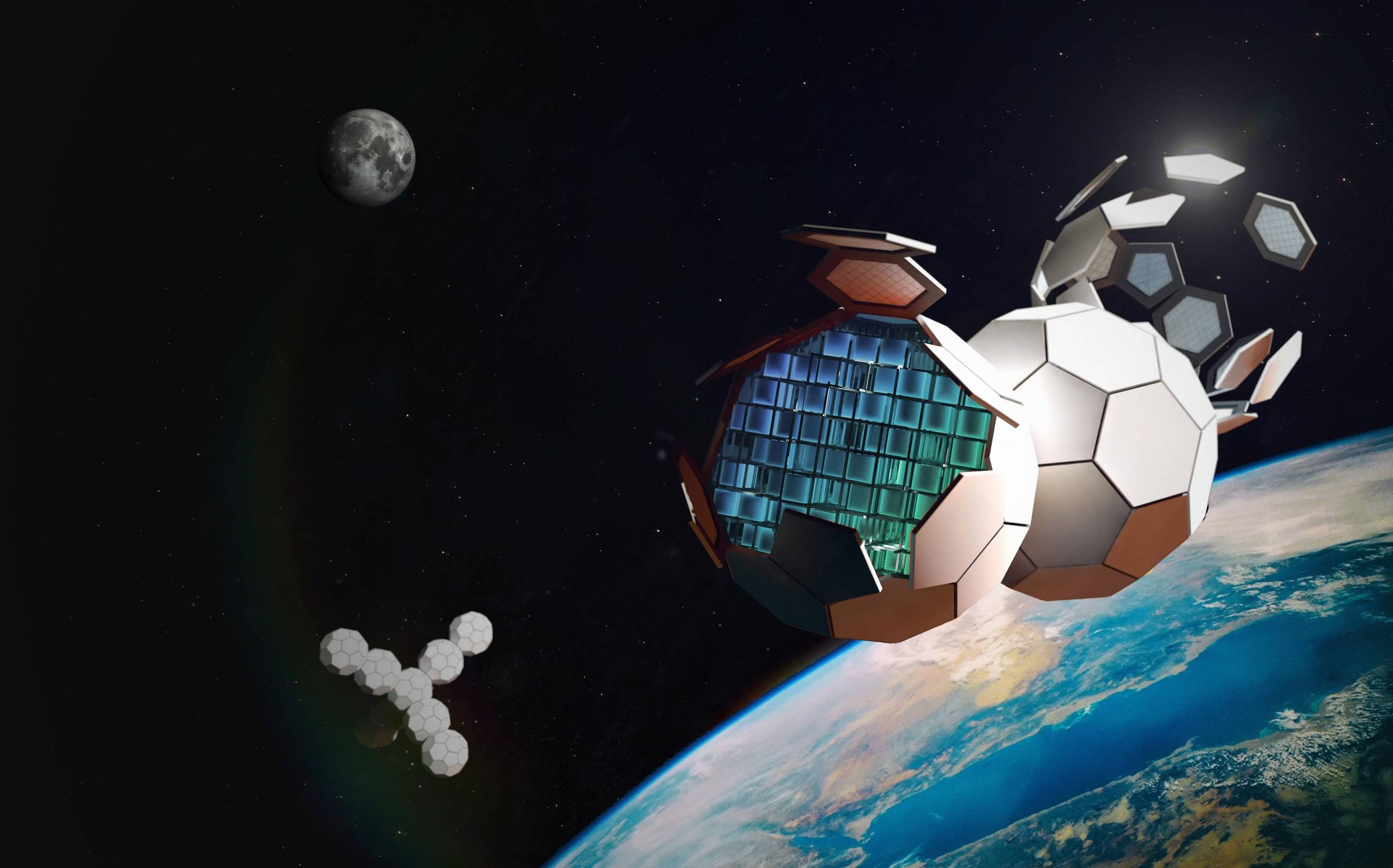 Artist rendition of a space station built from TESSERAE. Credit: Aurelia Institute