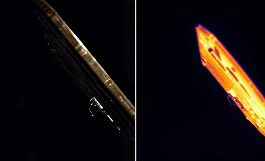 These are the first images from ESCAPADE’s cameras, showing the edge of a solar panel as proof that the cameras are operational. Credit: NASA/USB-SSL/RL/NAU-Radiant/Lucint