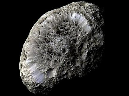 Saturn’s odd moon Hyperion is notable for its spongy appearance and for not being spherical when something of its size usually would be. NASA/ESA/JPL-Caltech/Space Science Institute/Cassini Imaging Team