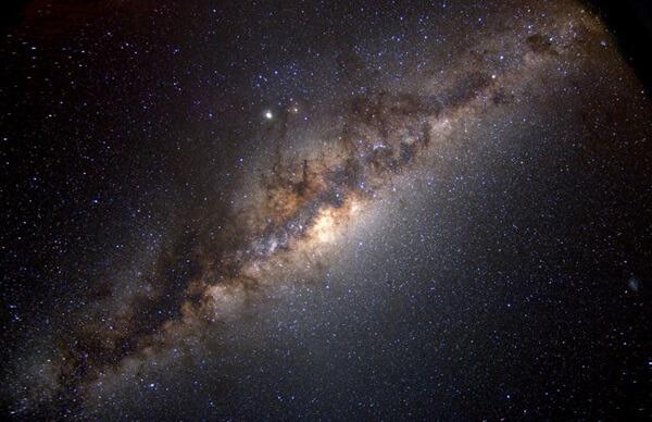 This image of the Milky Way as seen from Earth still clearly shows how bright and active the galactic center is even from this far out. Credit: NASA