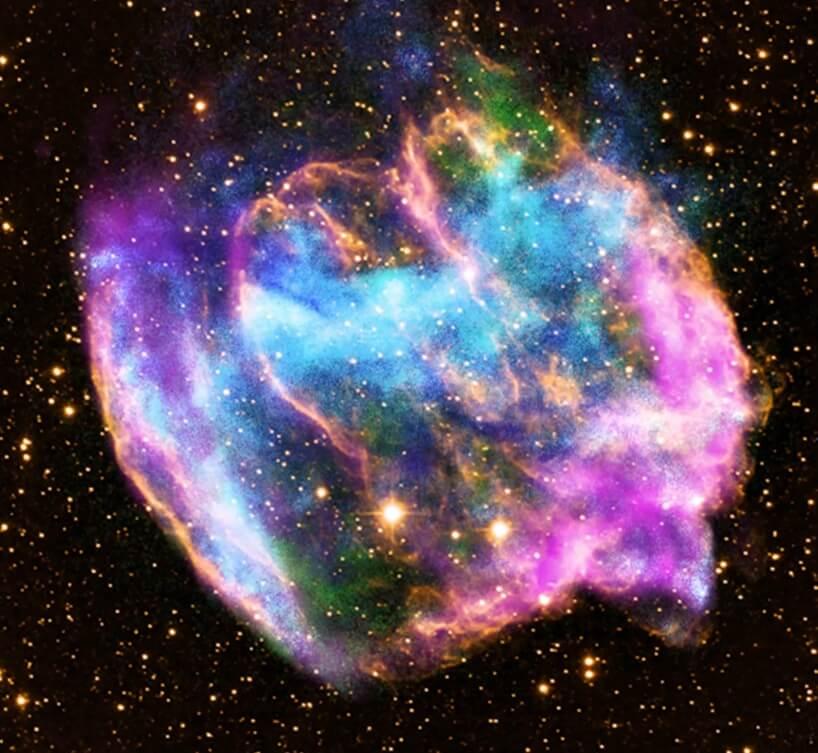 The supernova remnant W498, seen here in multiple wavelengths as viewed by multiple observatories, is what’s left of a massive star that exploded. It likely houses a stellar mass black hole at its center. Credit: NASA/CXC/MIT/L. Lopez et al/Palomar/NSF/NRAO/VLA