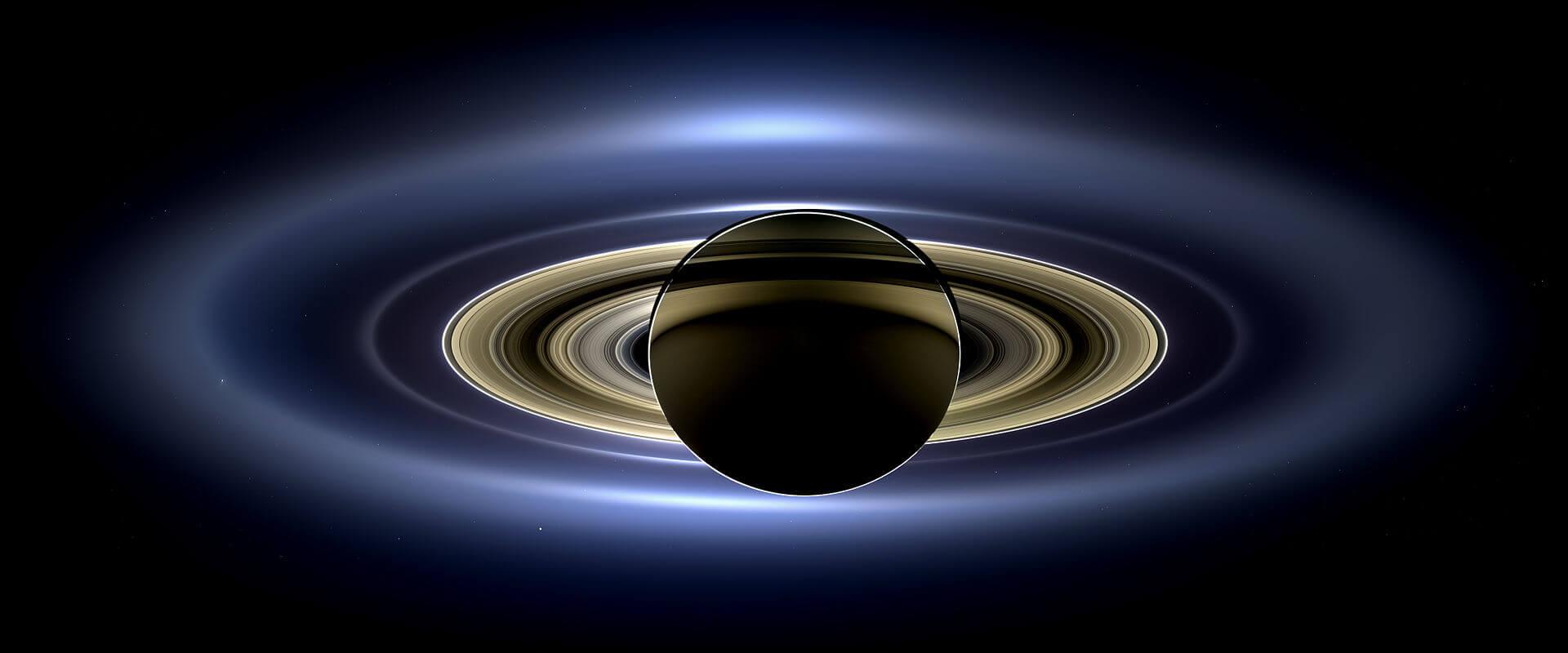 This image of Saturn backlit by the Sun shows off some of the fainter outer rings that are usually harder to see. Credit: NASA/JPL-Caltech/Space Science Institute