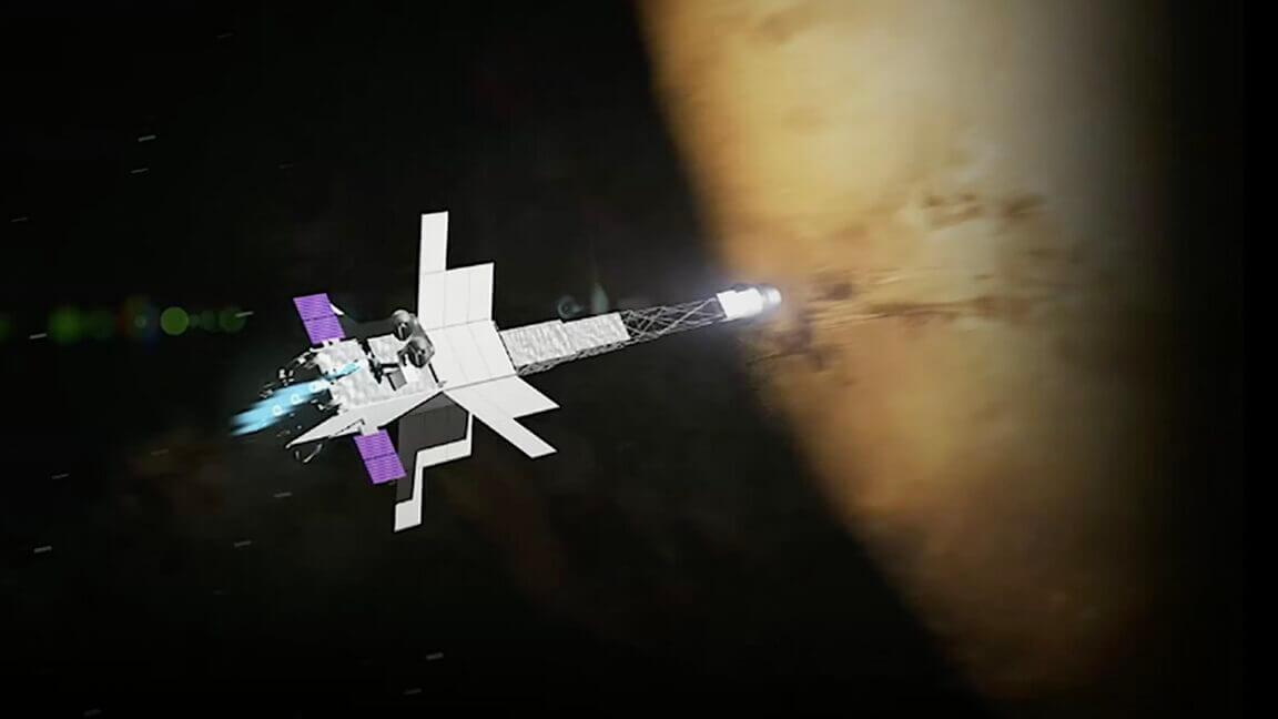 Space-Reactor 1 Freedom is proposed as the first interplanetary spacecraft to be propelled by nuclear power. Credit: NASA