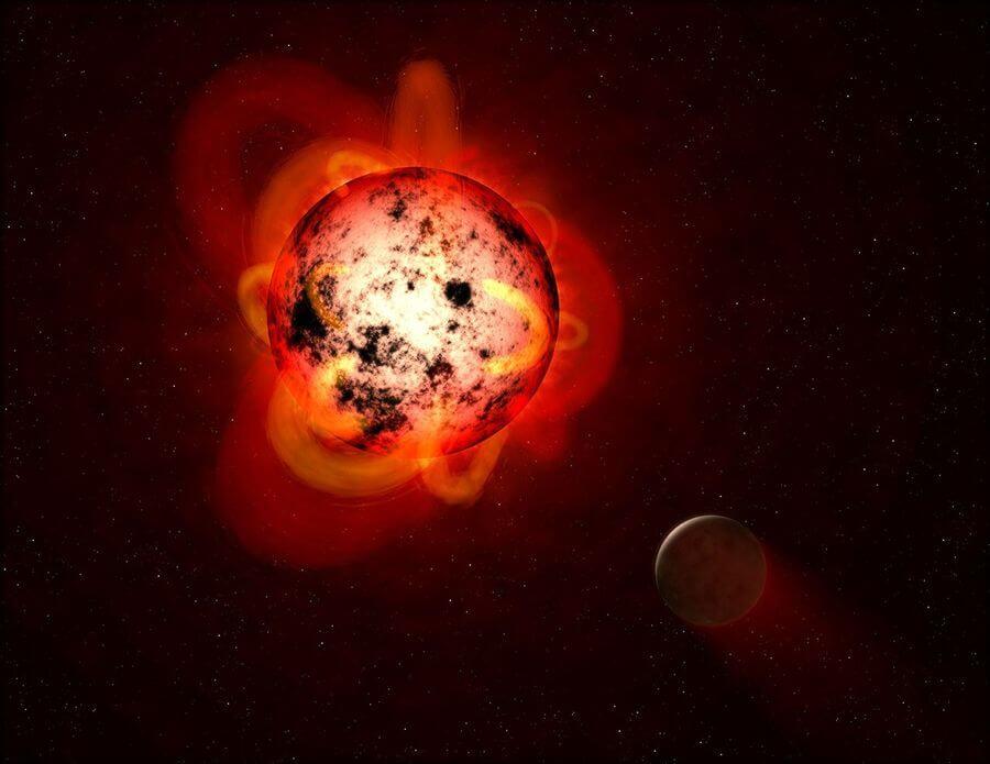 An artist’s illustration of a flaring red dwarf star. Credit: NASA