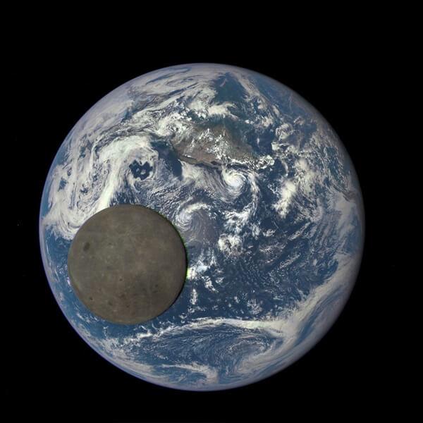 The Moon and Earth as seen from the DSCOVR spacecraft. Credit: NASA
