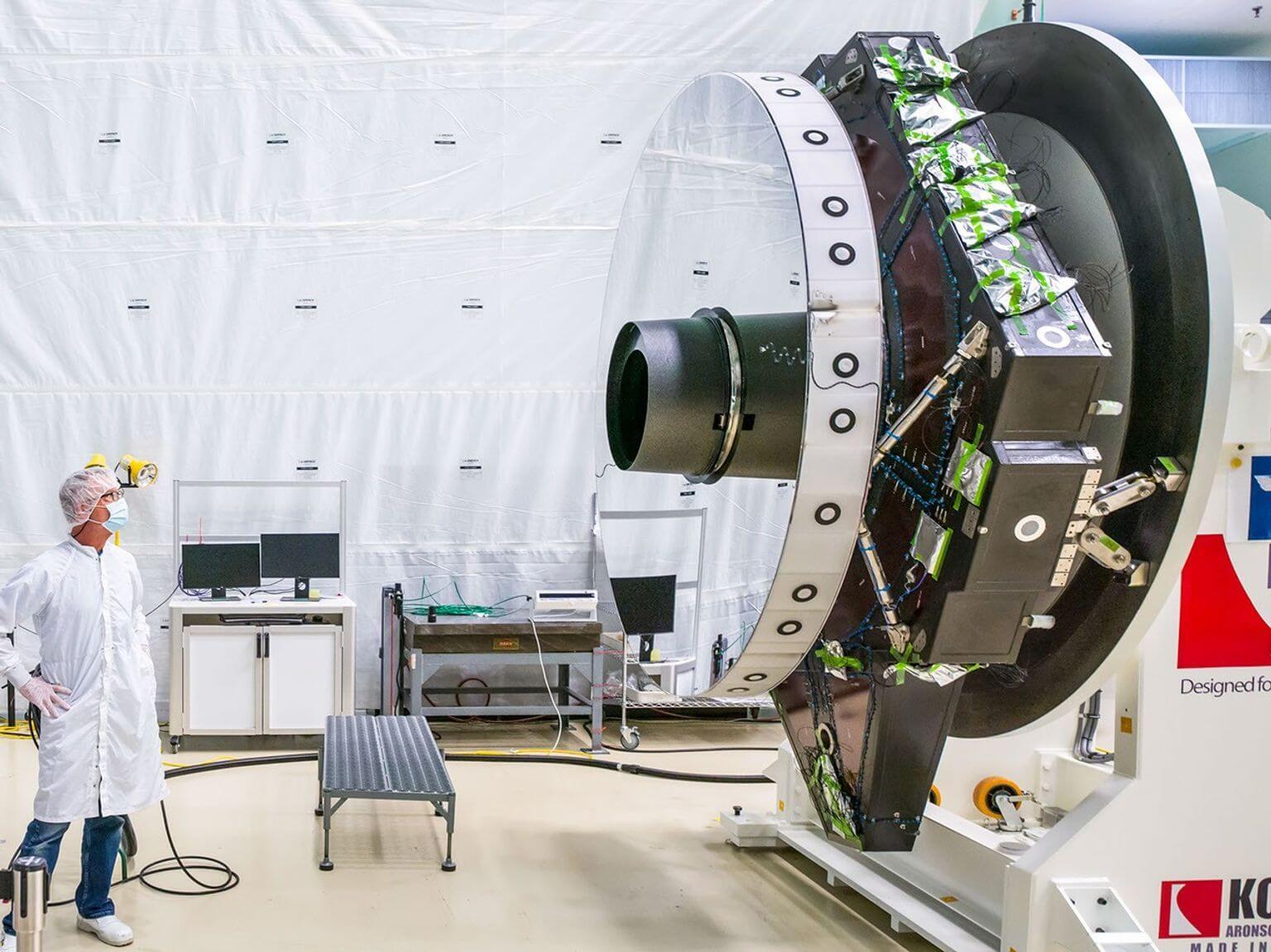 The mirror at the heart of the Roman Telescope, seen here under construction, was a gift to NASA from the National Reconnaissance Office. Credit: NASA/Chris Gunn