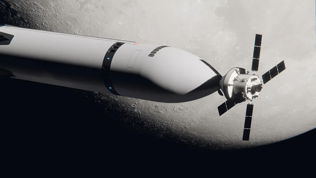 Artist’s illustration of starship docking with the Orion crew capsule. Credit: SpaceX