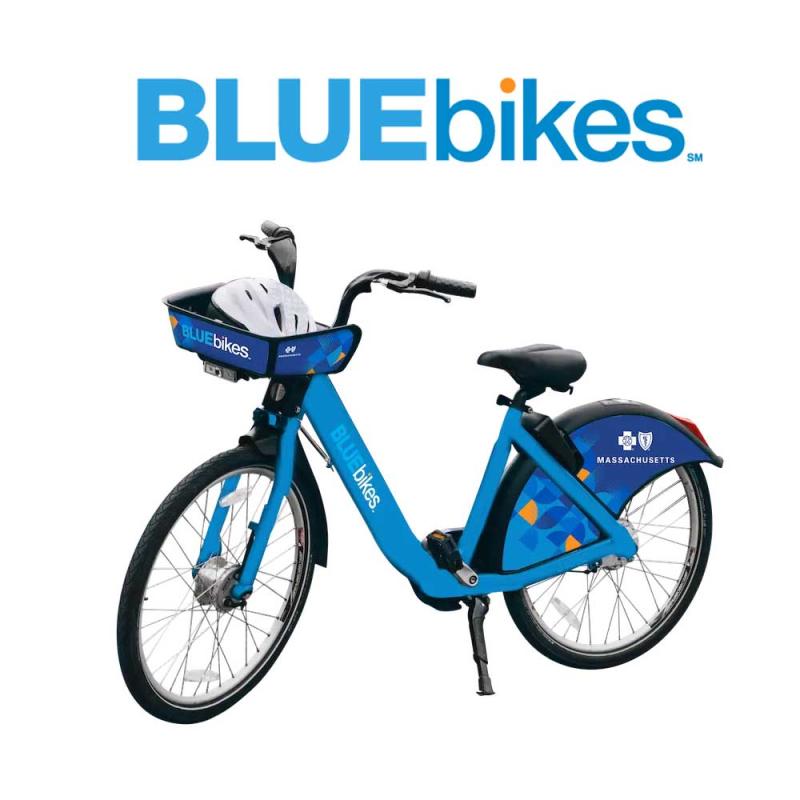 BlueBikes, a bike sharing program in the Boston metro area.