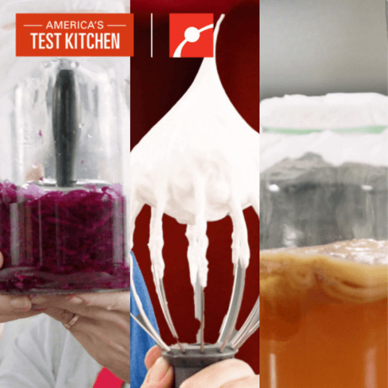 Images of sauerkraut, aquafaba meringue, and kombucha