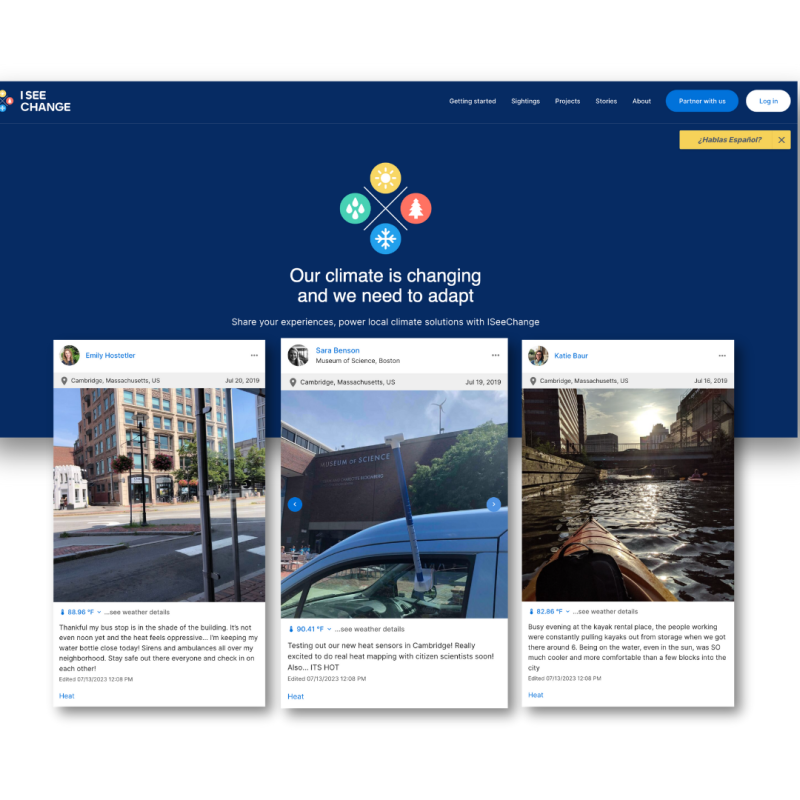 This is a screenshot of ISeeChange's Website and Posts