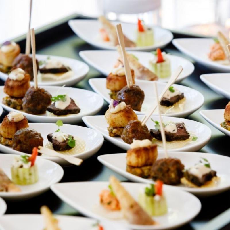 Plates of food prepared for an event.
