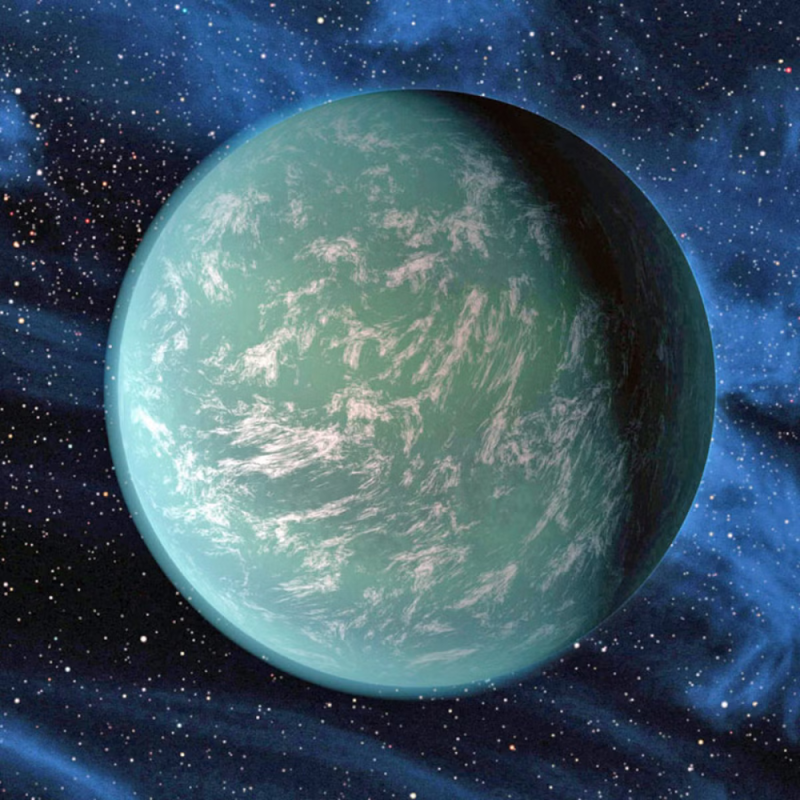 Earth's Super Kepler-22b circling in space.